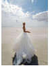 Sweetheart Neck Beaded White Tulle Sparkly Wedding Dress